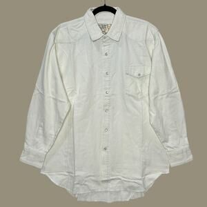 Sandrine Rose Chambray Western Button Up Tunic Shirt Cream Women Large NWT